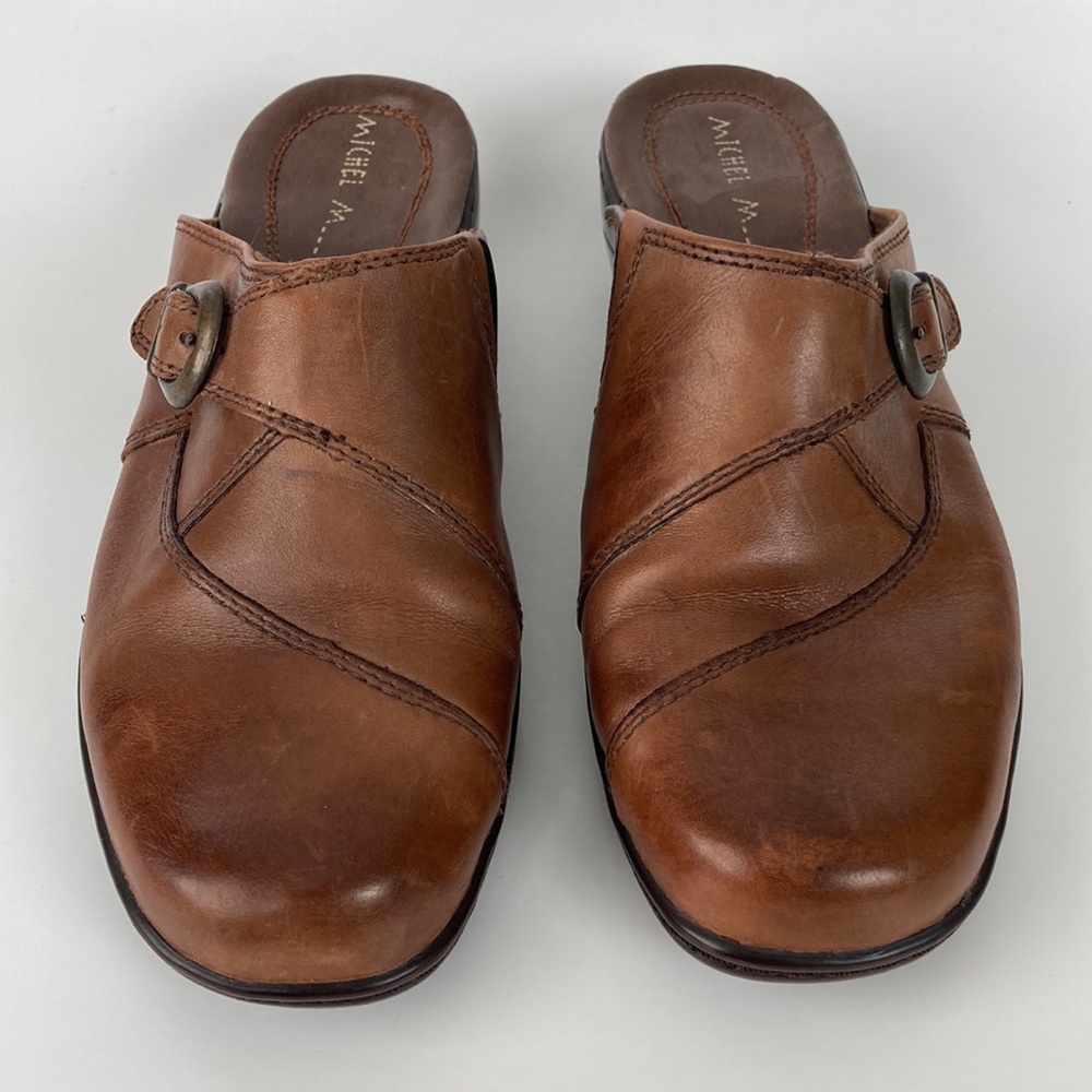 Michel M Peggy Brown Leather Clog